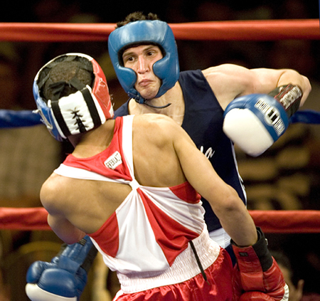 David Schacter is one of the only boxers in collegiate sports history to win all four of the national championships in his 132 pound weight class. Photo by John Bryne.