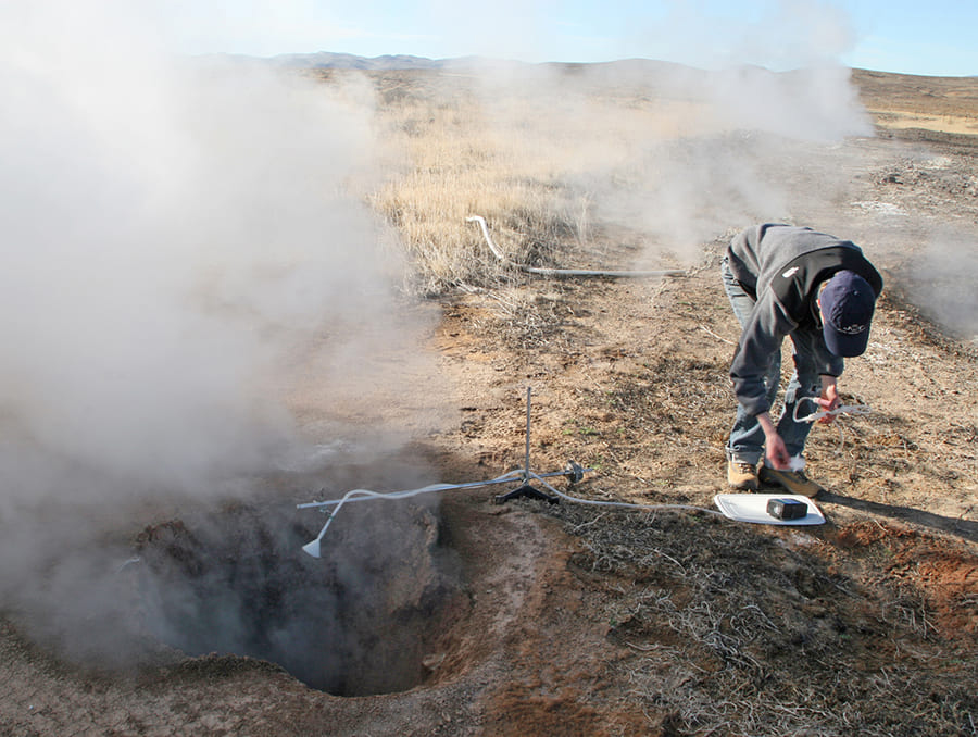 collecting steam at Brady Hot Springs