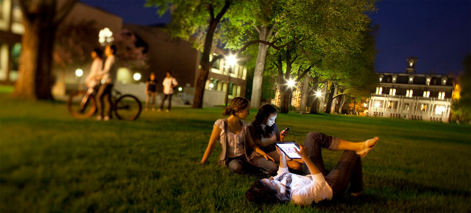Night scene on campus