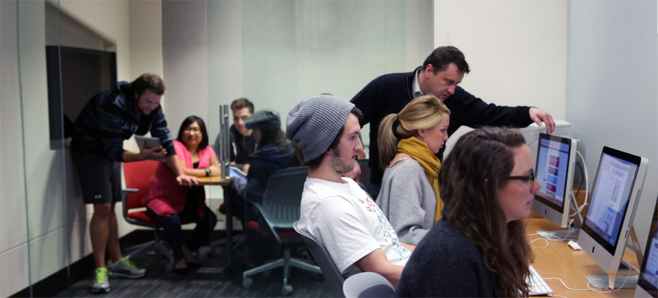 Students in the new graduate studies lab