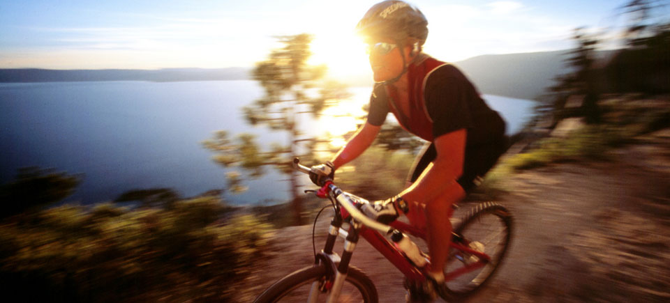 Mountain biker above Lake Tahoe