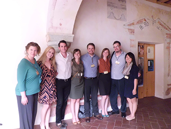 Professor Lillehaugen and her students at the “Coloquio Sobre Lenguas Otomangues y Vecinas” conference in Oaxaca, Mexico. From left: Brook Lillehaugen, Ellyn Morrill, Brent Coulter, Rebecca Whistler, Cameron Rees, Allyson Stronach, Enrique Valdivia and Oanh Luc.