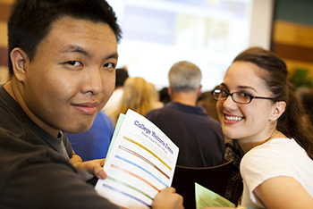 Two students in classroom