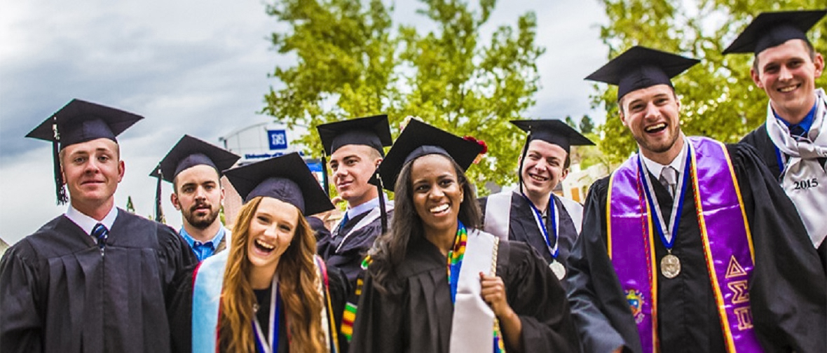 Eight graduates before commencement ceremony