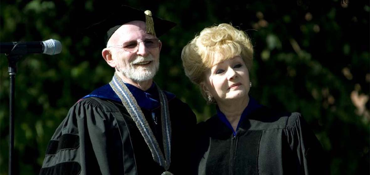 Late University President Milt Glick with the Late Debbie Reynolds 