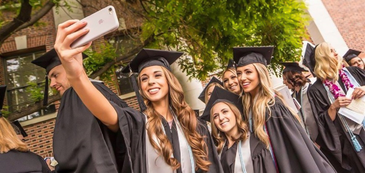 Happy graduates at Commencement