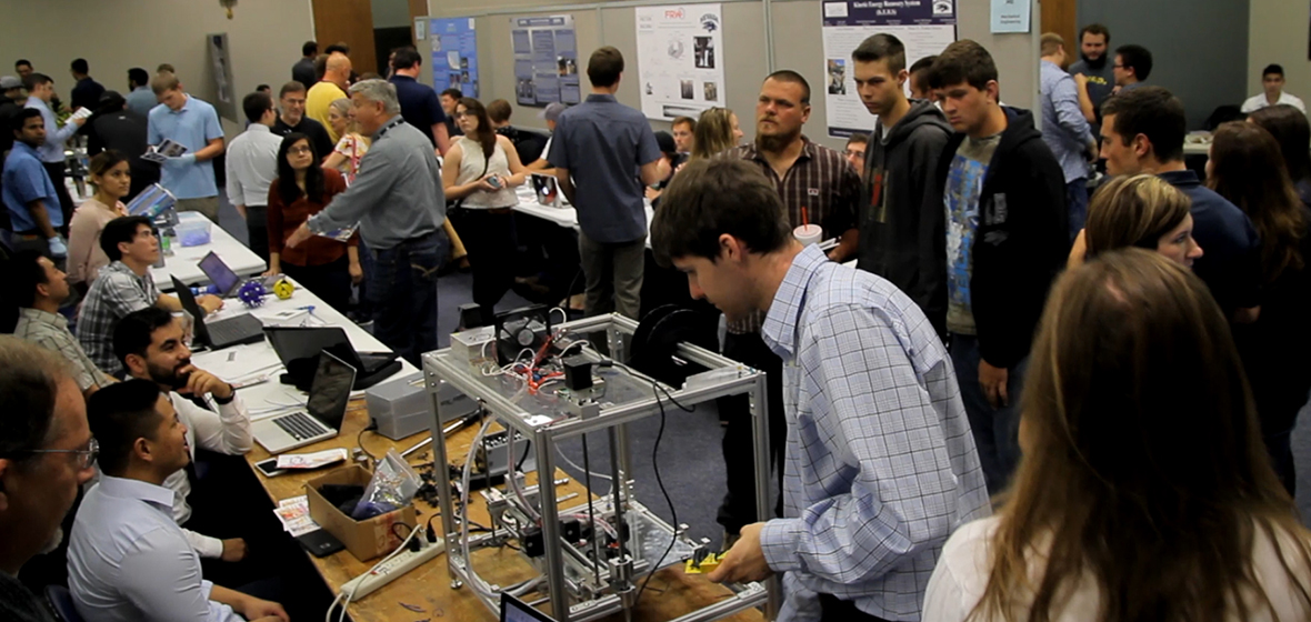 Visitors check out displays at engineering Innovation Day