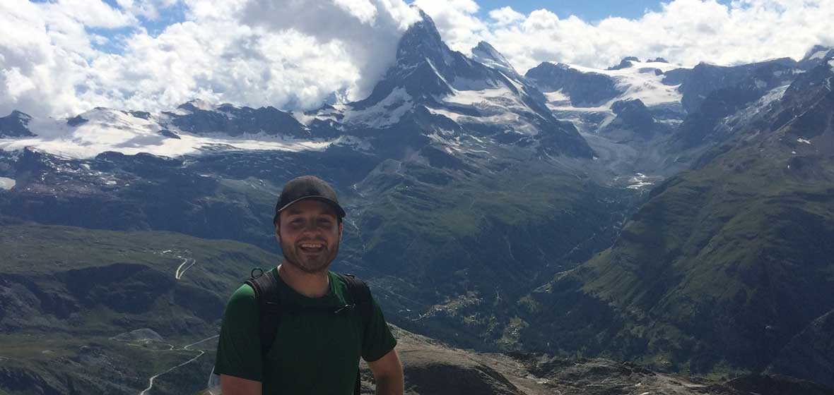 Guillermo Aramendia in front of the Matterhorn in Switzerland