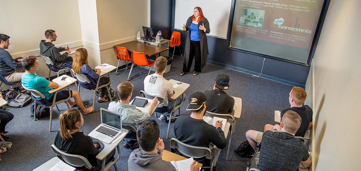 Students listening to lecture in a classroom 