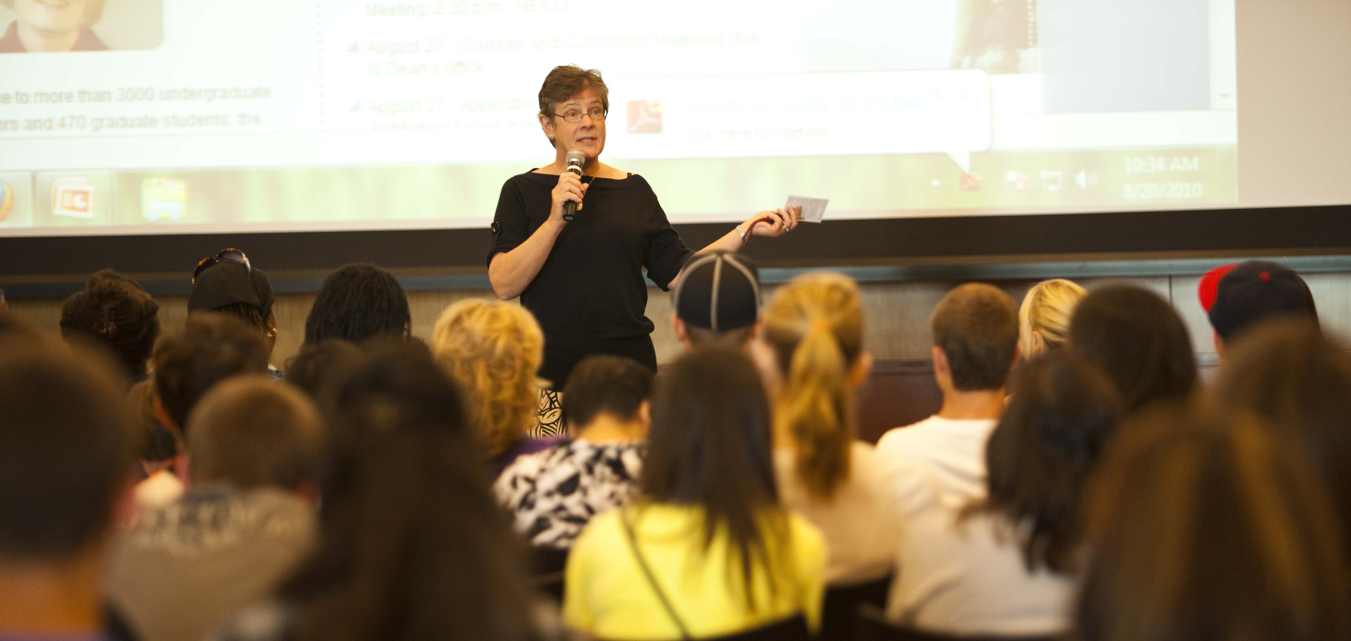 Professor in front of her class