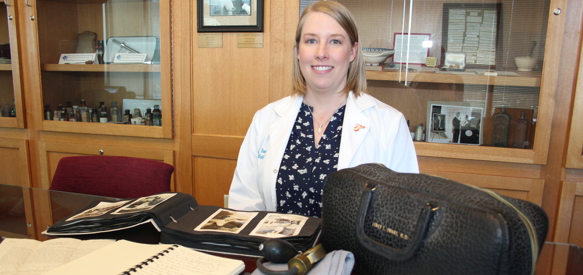 Megan Swank with medical bag.