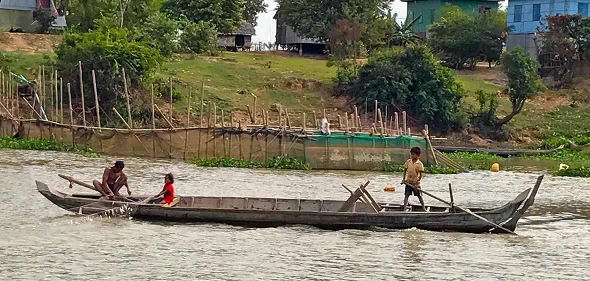 Fishing on Tonle Sap River in Cambodia