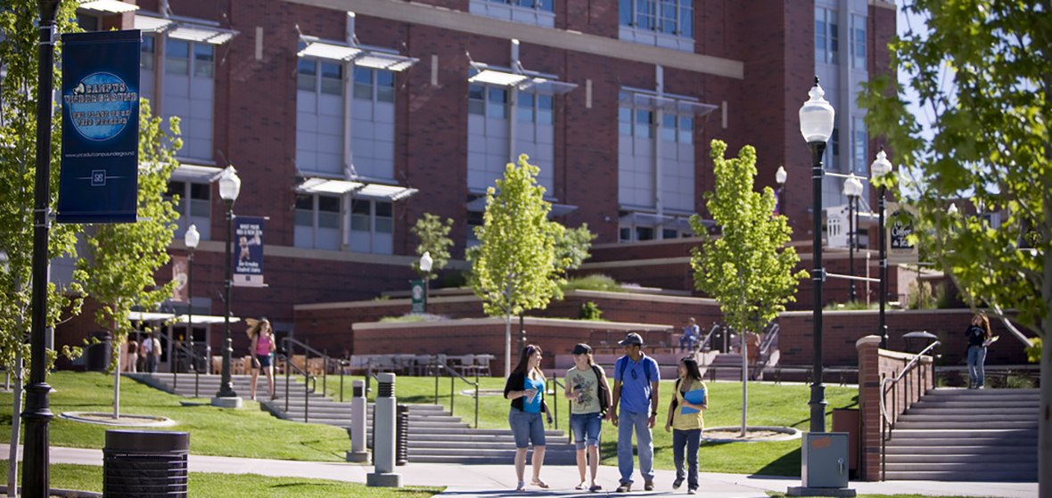 Students in front of Joe Crowley Student Union