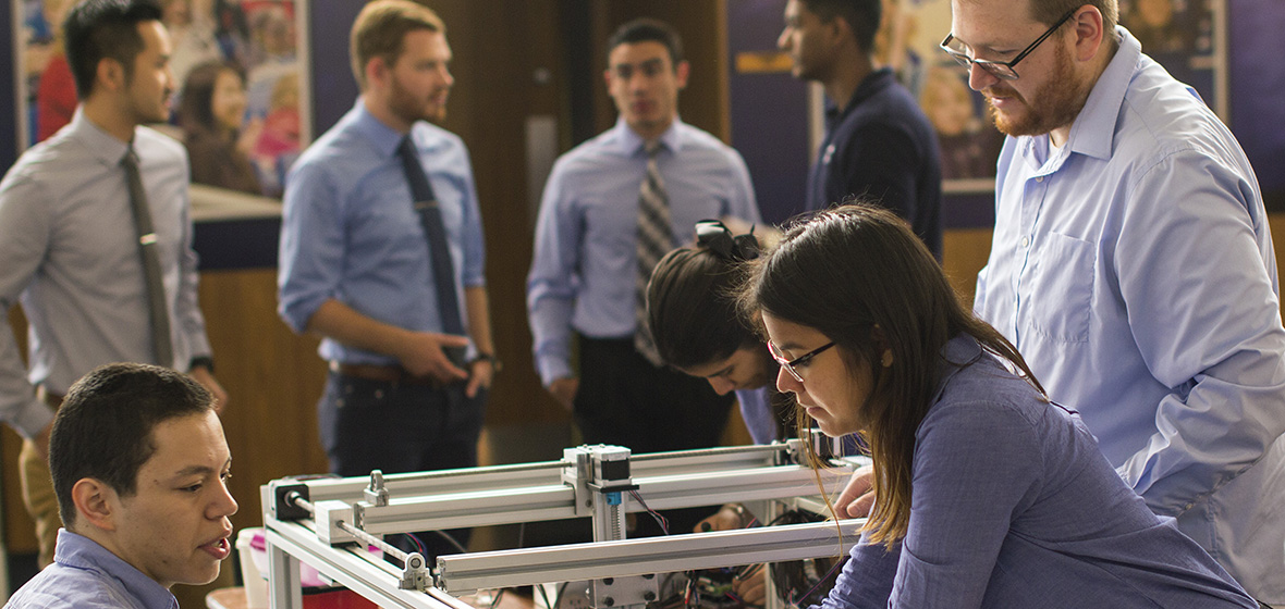 Students prep projects during Senior Capstone Innovation Day May 5, 2017 in the Lawlor Events Center at the University of Nevada, Reno.