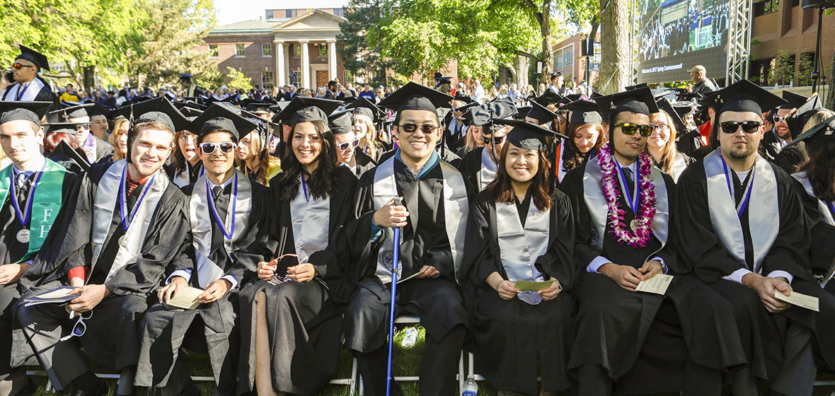 2017 Spring Commencement, Graduates seated on the Quad