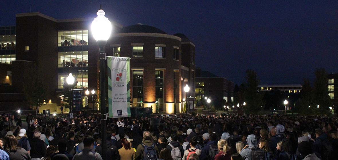 Candlelight Vigil outside of the Joe Crowley Student Union building on the UNR campus