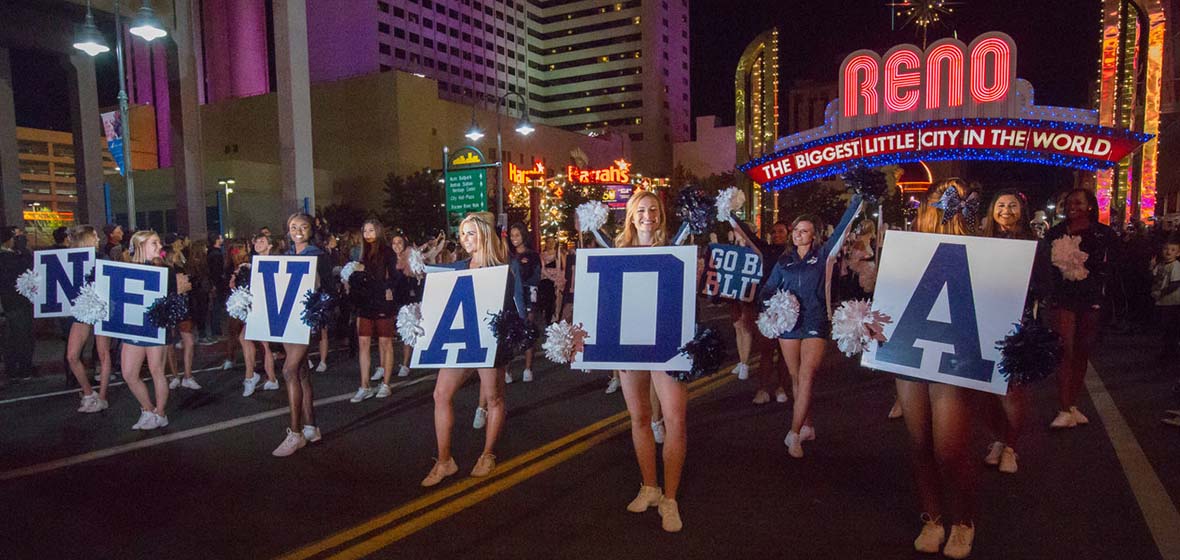 Cheerleaders leading the parade.
