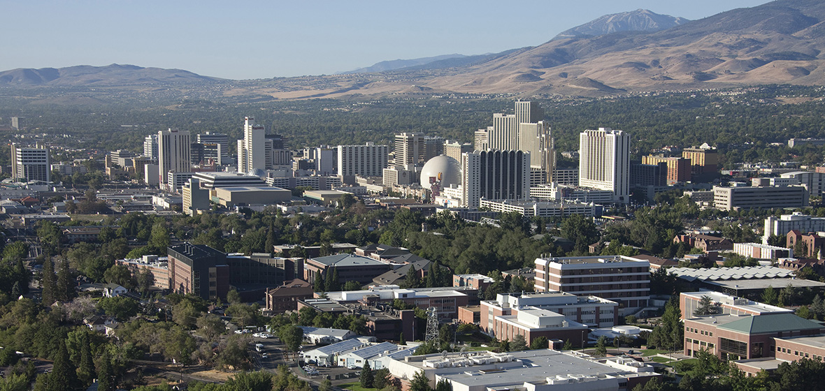 Ariel image of Reno looking toward Mt. Rose