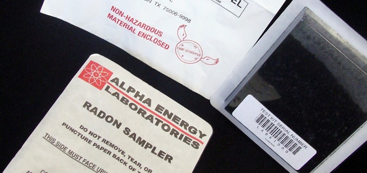 Example radon test kit label 
