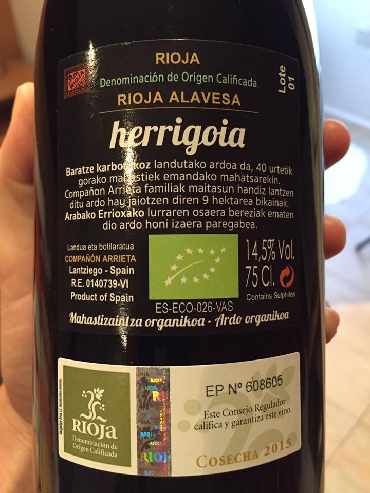 A bottle of Basque wine