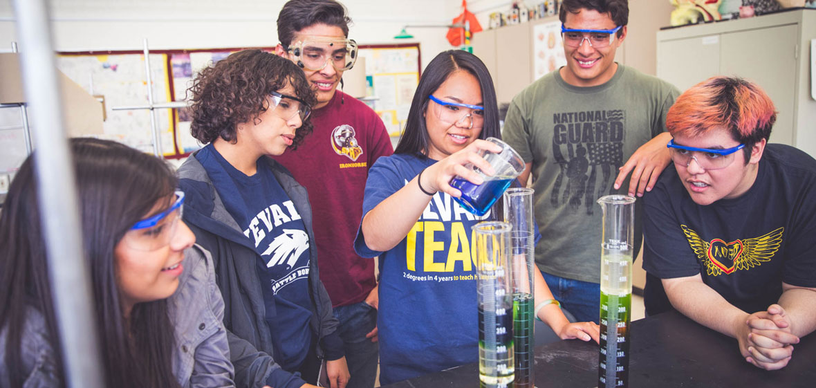 NevadaTeach student with Sparks High School Students