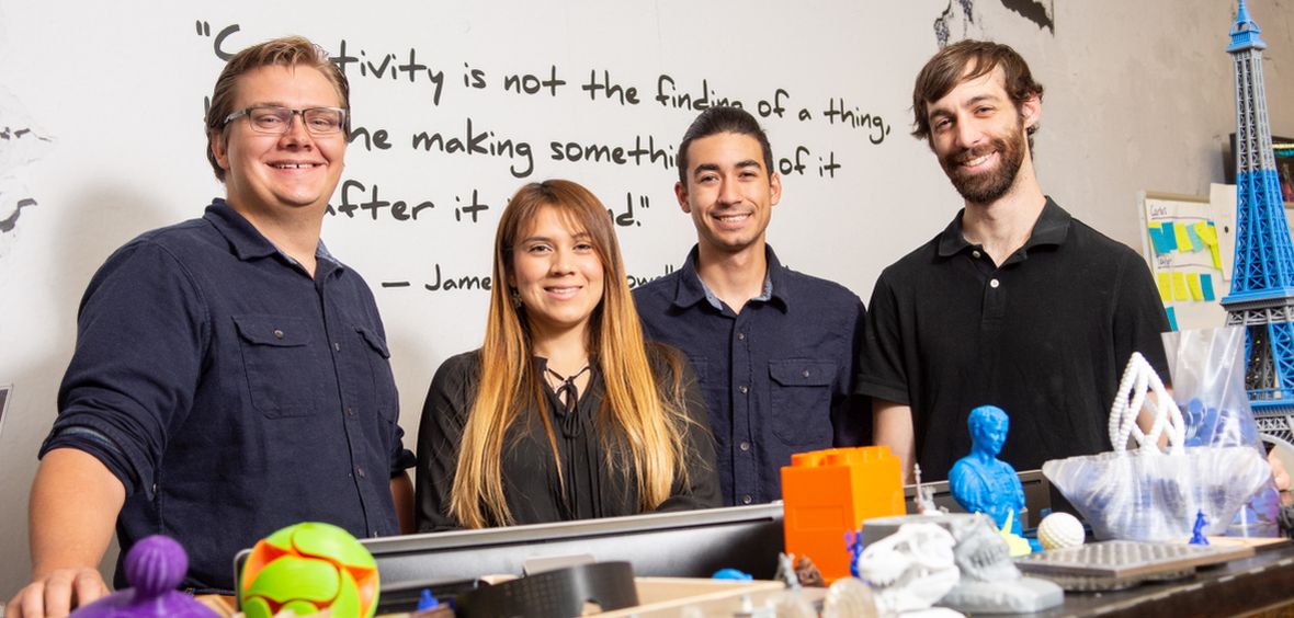 Four students from the University's Make48 team standing side-by-side.