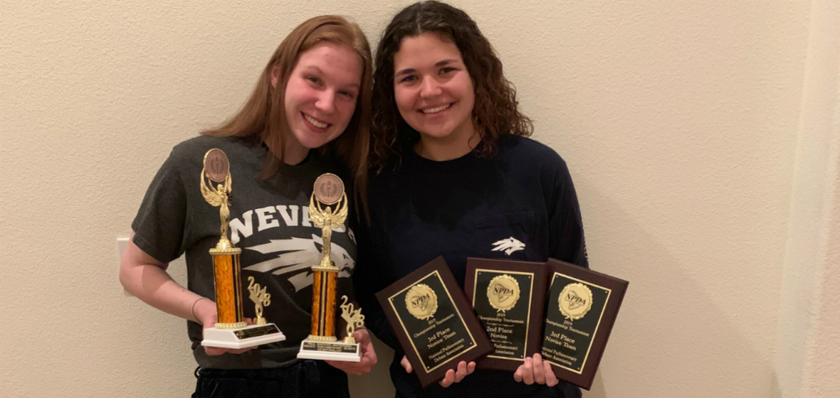 Jordan and Savannah with several of their awards from the season.