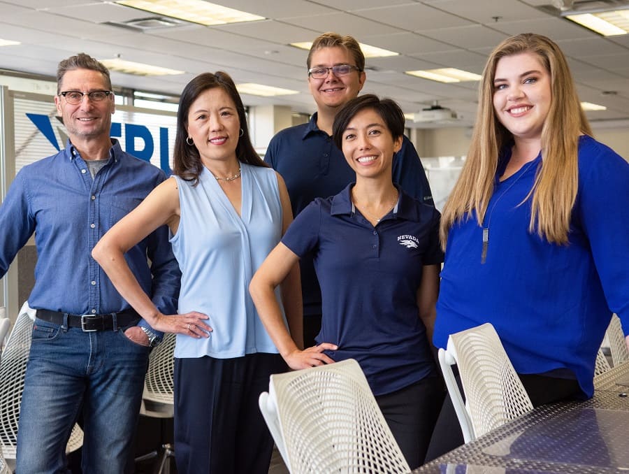 five individuals in the Innevation Center's co-working space