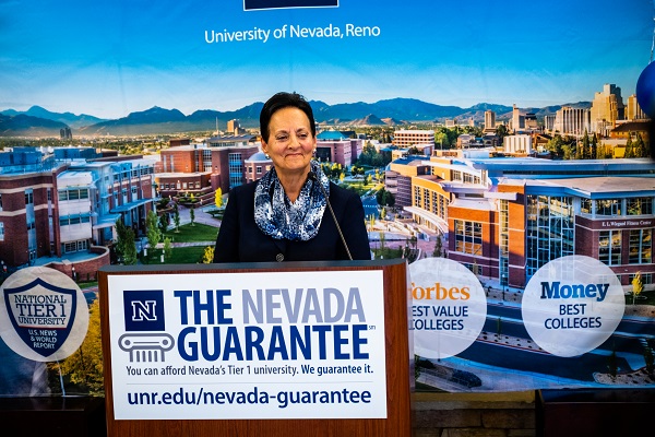 Melisa Choroszy speaks at the Nevada Guarantee press event