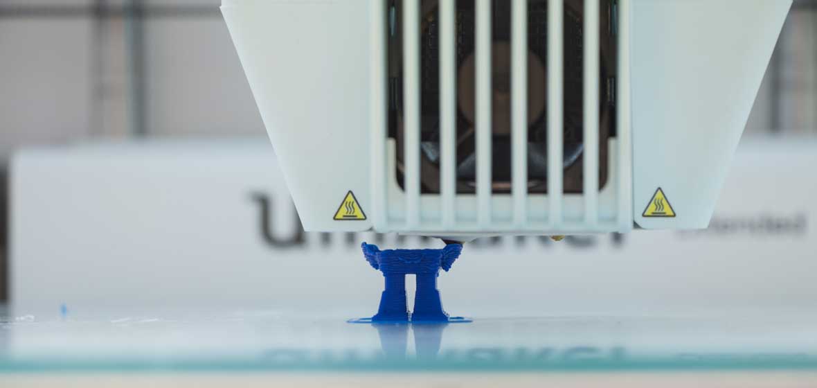 A piece being made by the 3D printer.