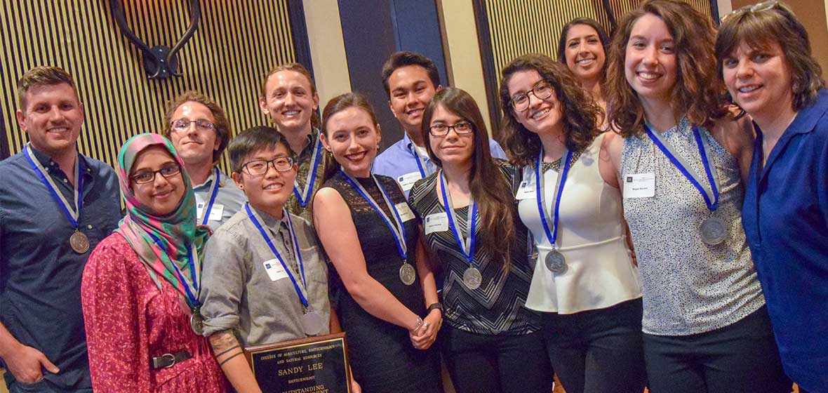 CABNR professors and students with Outstanding Senior Sandy Lee