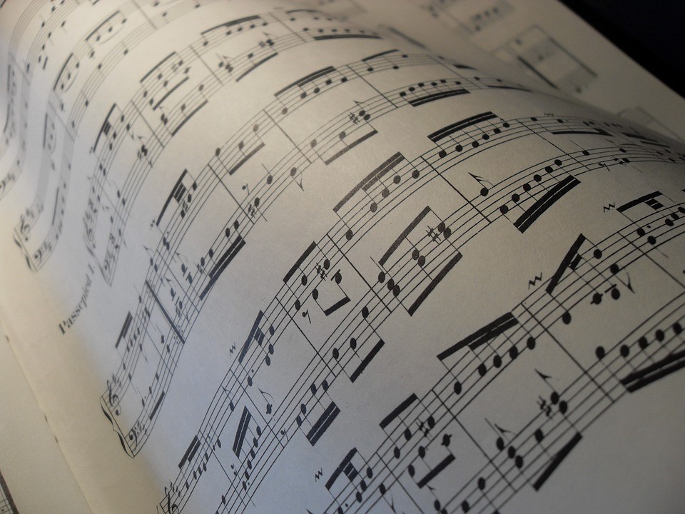 a sheet of musical scores