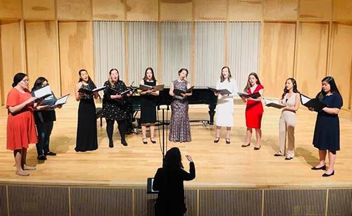 Grace Desilets performing at her senior recital last month. Pictured (left to right): Gabrielle Staples, Lillian Salter, Lauren Caesar, Abigail Rosen, Taytem Mccluney, Grace Desilets, Adalynn Colton, Julia Parks, Adriana Bravo and Kimberly Li.