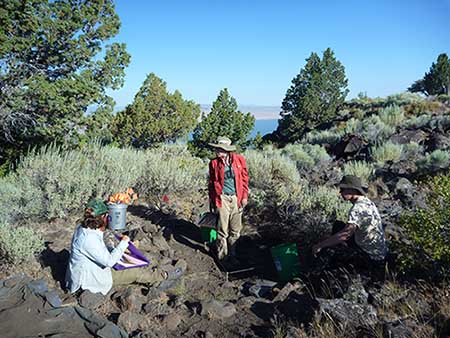 students working on an archaeological site in Oregon 
