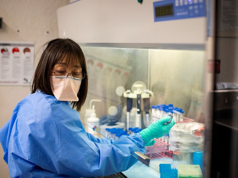 A technician at work in the Nevada State Public Health Lab