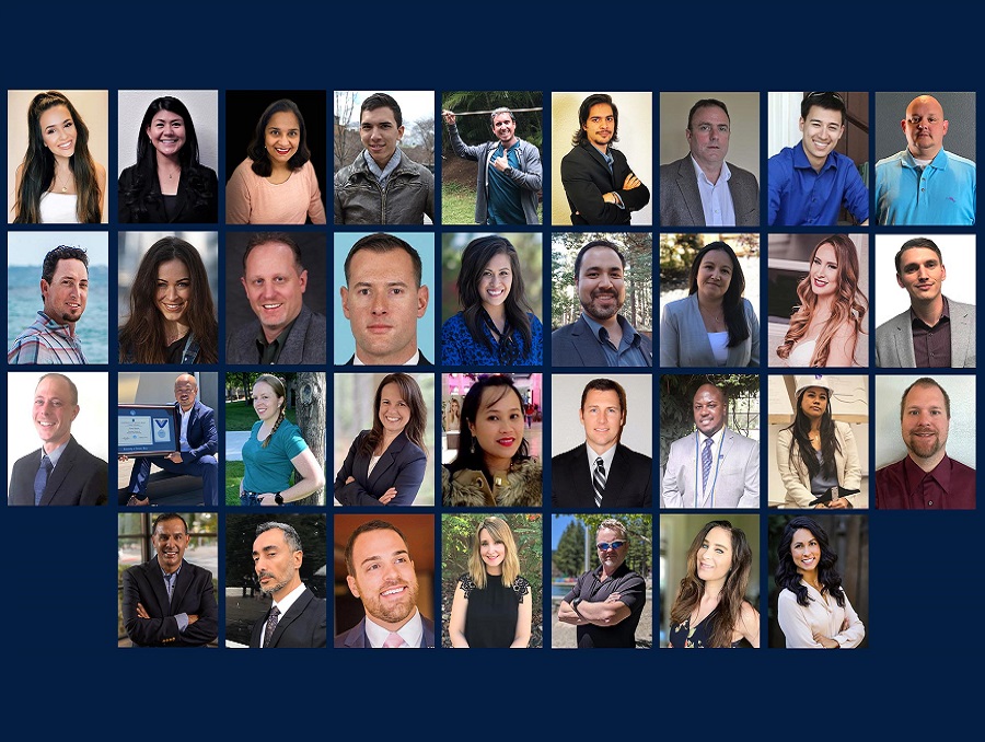 A photo grid with the head shots of the 34 EMBA graduates.