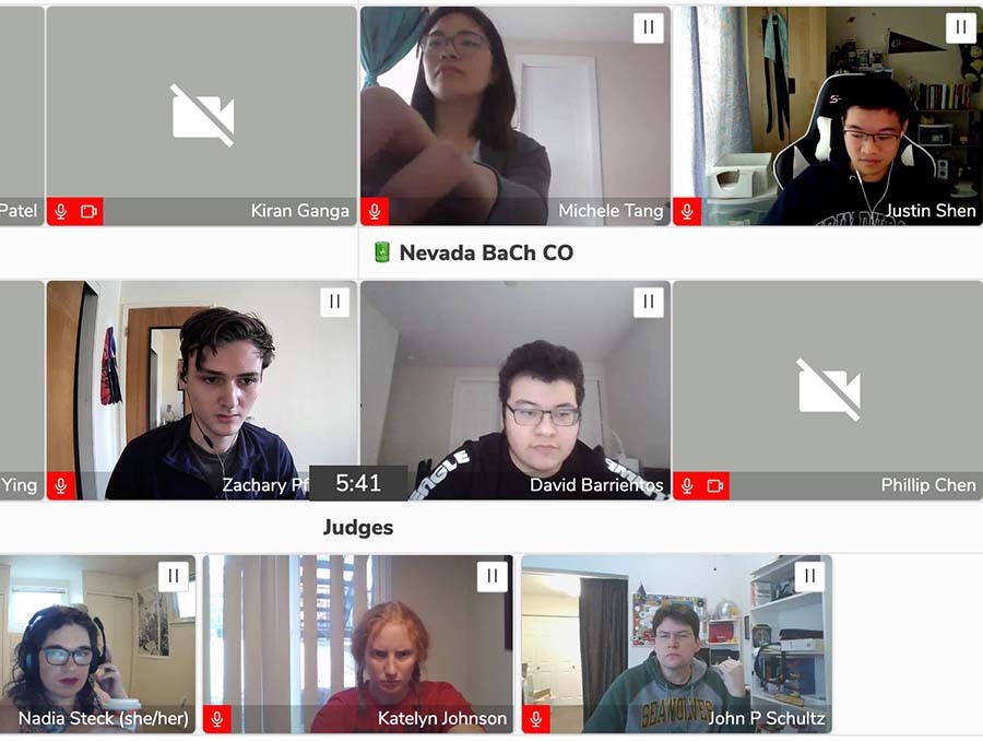 Nevada Debate Team zoom screenshot of online semifinal tournament