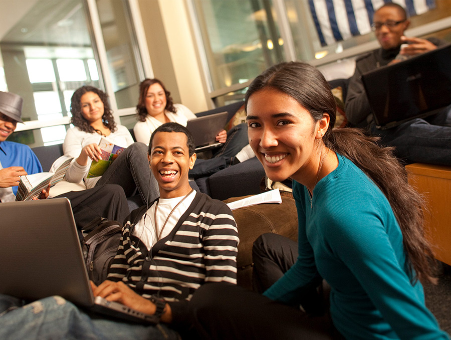 Group of students in a study hall