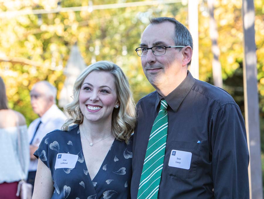 Sean Casey, pictured here with Lisa LeMond at the 2019 College of Science and Mackay School Distinguished Alumni of the Year event.