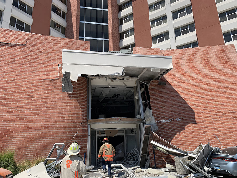 Argenta Hall by the Down Under after the July 5, 2019 explosion