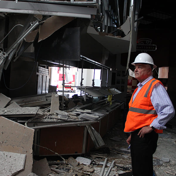 Governor Sisolak toured Argenta Hall days after the explosion last July.