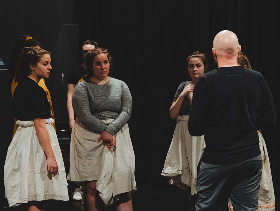 Spring Awakening Choreography Rehearsal (left to right) Julia Parks, Abby Rosen, Adelynn Tourondel and Nate Hodges.