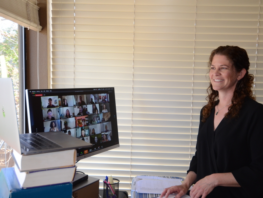 Tibbitts Award winner Amy Fitch Zooms with her CHS 440 class