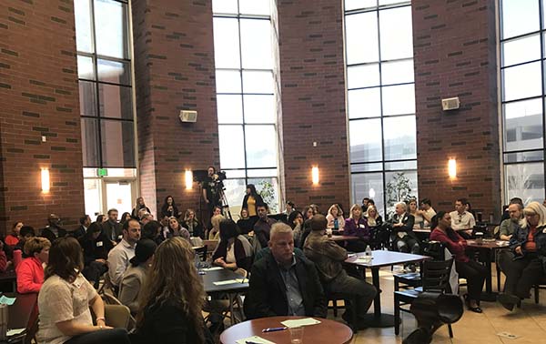 Spring 2020 AFC Brown Bag crowd inside the Knowledge Center Rotunda.