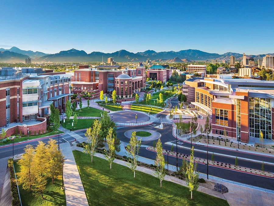 The University of Nevada, Reno campus looking south from Lawlor Events Center