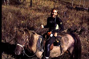Zeb on horseback in Mongolia