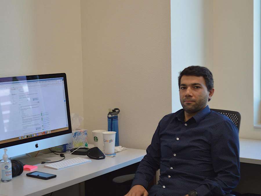 Engin Arslan in his new office in the William Pennington Engineering Building