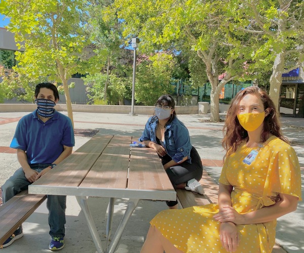 Disease investigators wearing masks: Dulce Leyva, Cynthia Cabrales and Luis Godoy