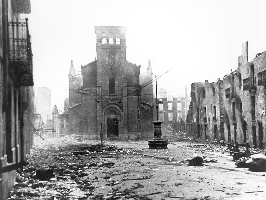 The ruins of Gernika after the 1937 bombing