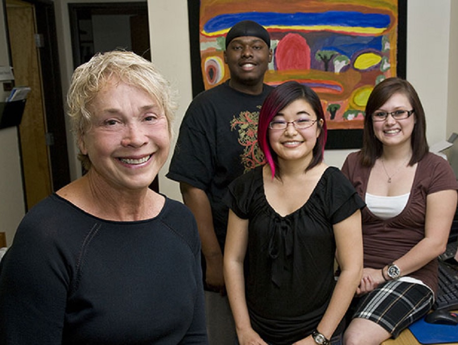 Mary White Stewart with students